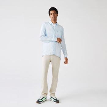 Lacoste Regular Fit Linen Shirt - Šortky Pánské Světle Blankyt | CZ-IUYOXj